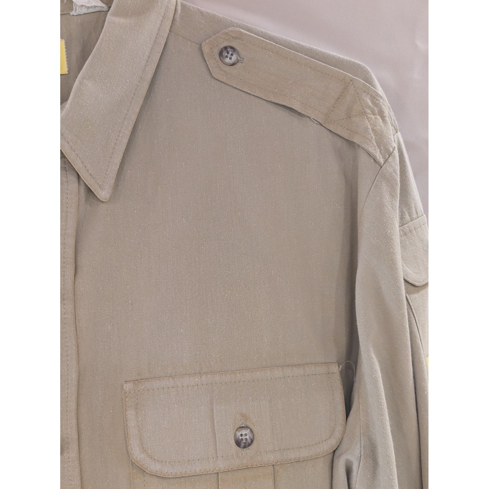 VTG Duck Head‎ Mens Button Down Long Sleeve Shirt Olive Green Military Style - Picture 5 of 8